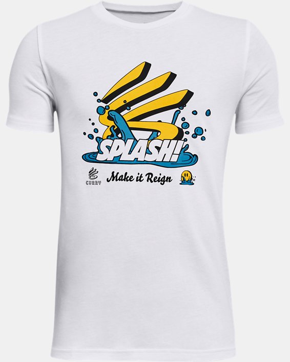 Boys' Curry Splash Short Sleeve T-Shirt, White, pdpMainDesktop image number 0
